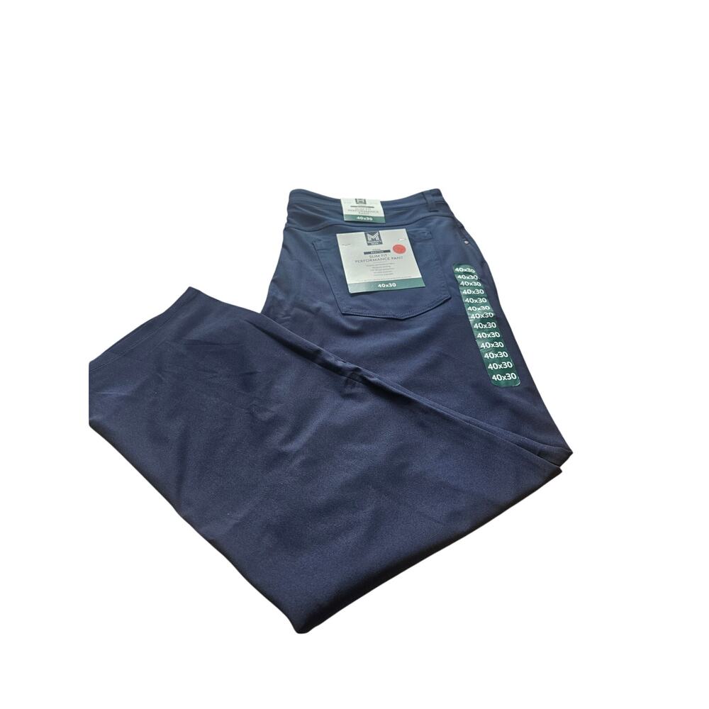 Members Mark Benton Slim Fit Performance Pants Navy Size 40x30